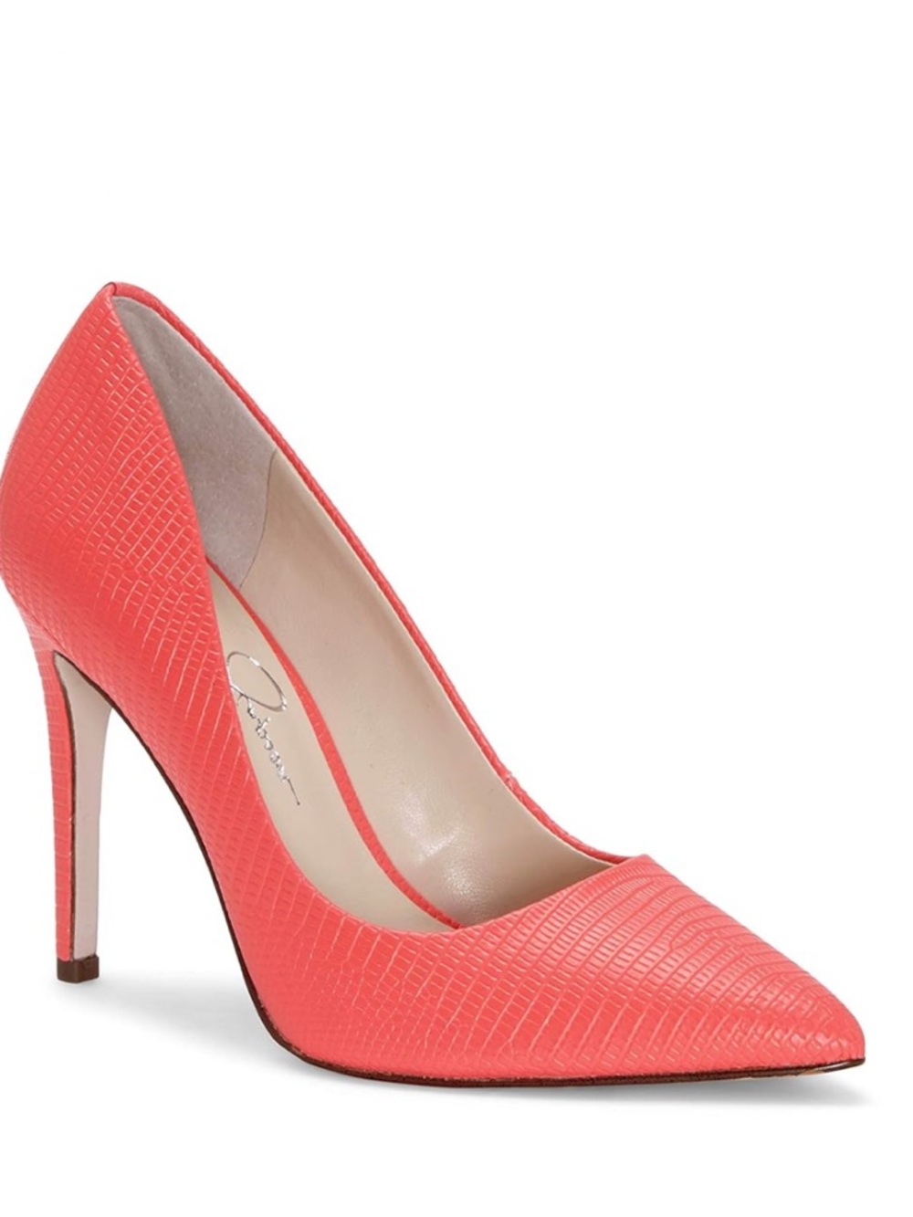 Jessica Simpson Claudette Coral Textured Pointed-Toe Stiletto, Size 7.5
